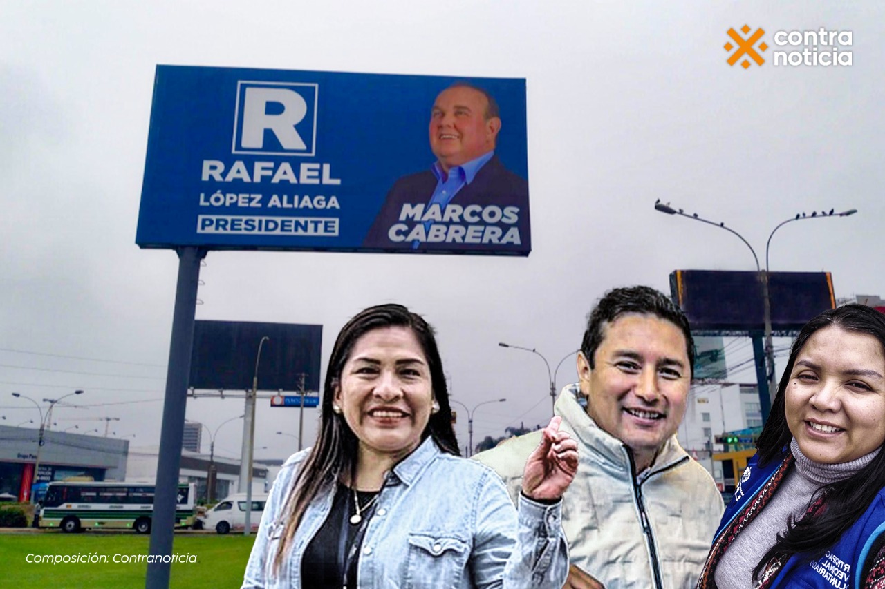 Nombres de funcionarios de la Municipalidad de Lima aparecen en paneles que promueven candidatura presidencial de López Aliaga